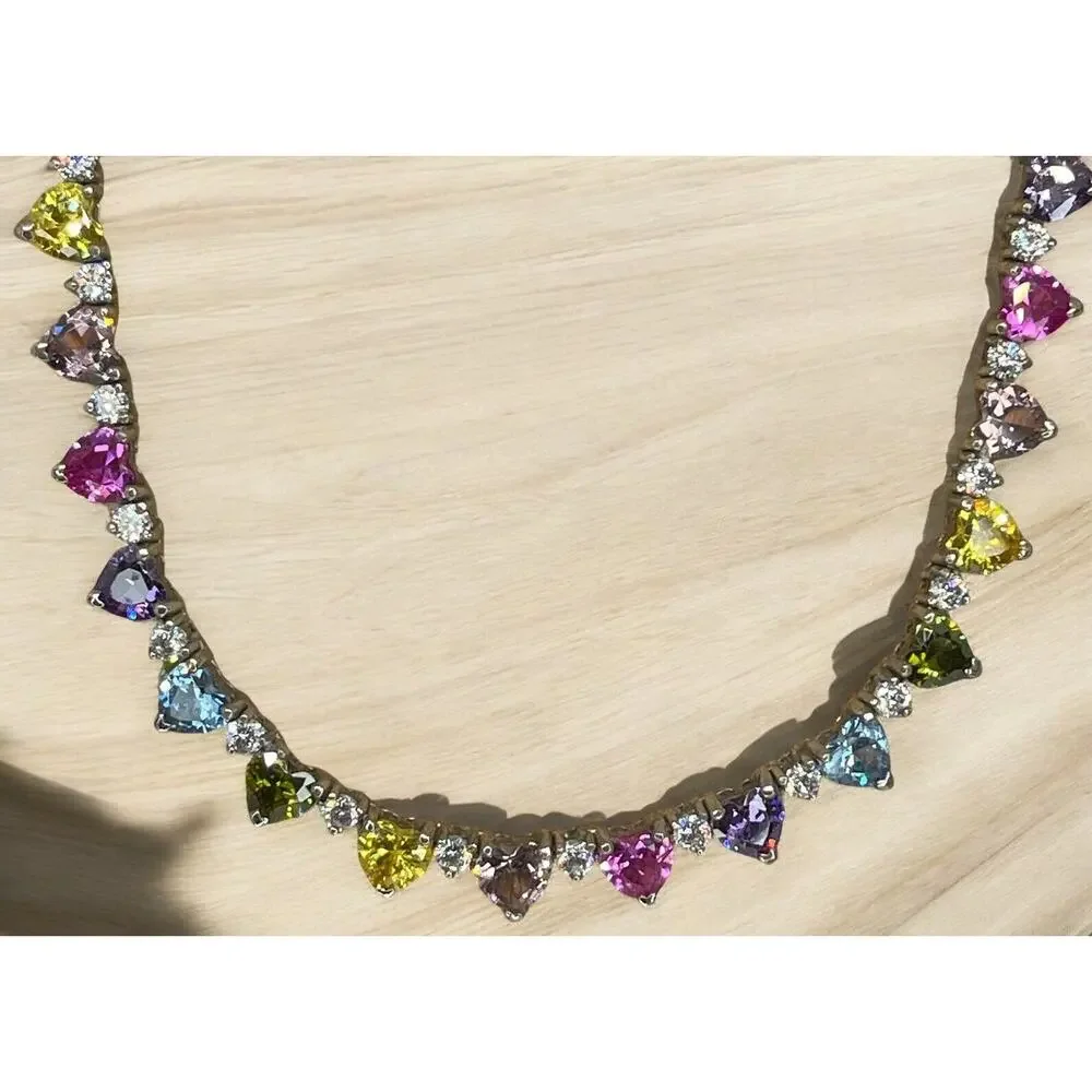 Sterling Silver 'Endless Love' Heart Necklace Stunning Fashion Trendy Glam NEW
